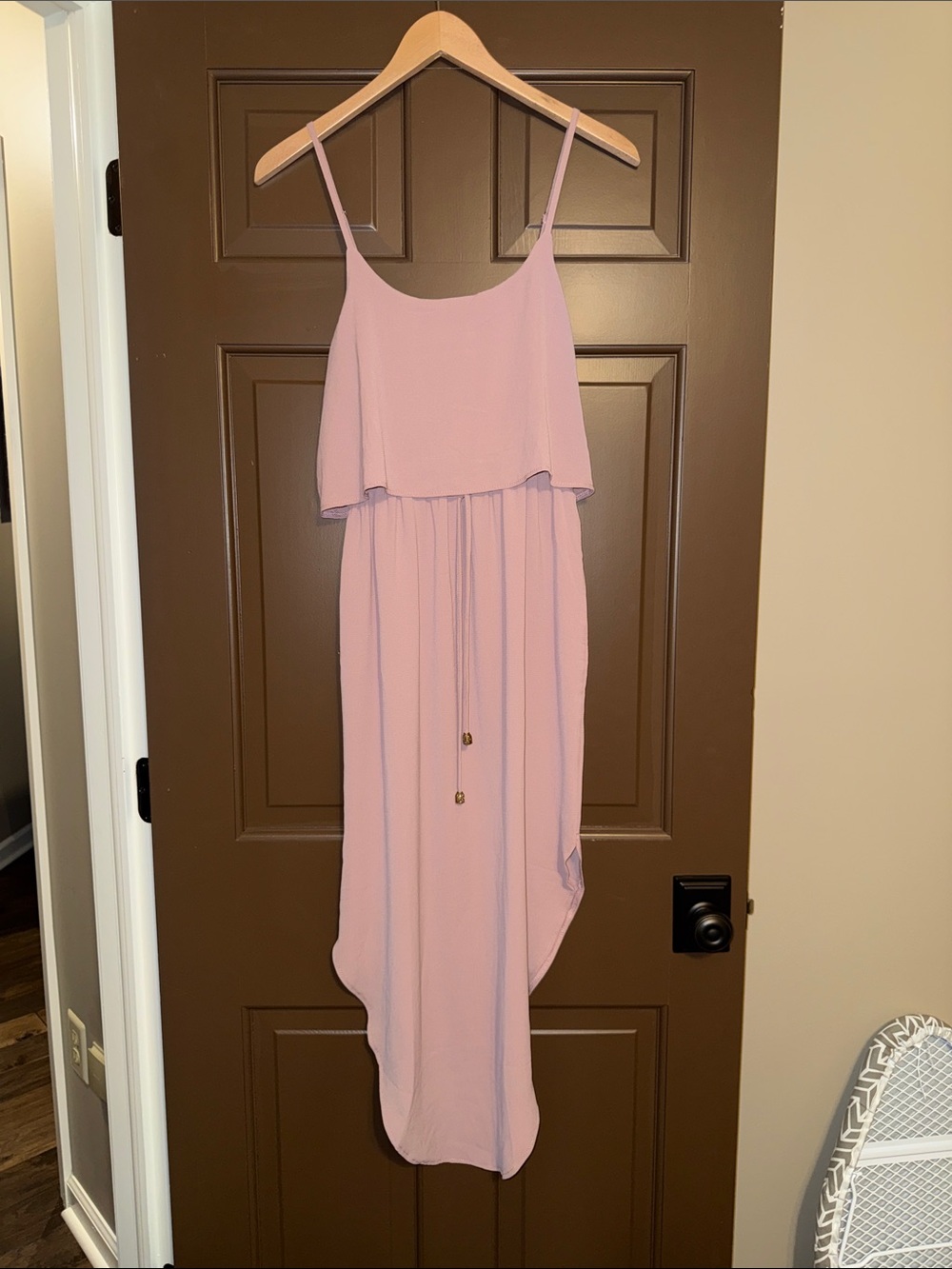 Dusty Rose High-Low Spaghetti Strap Maxi Dress